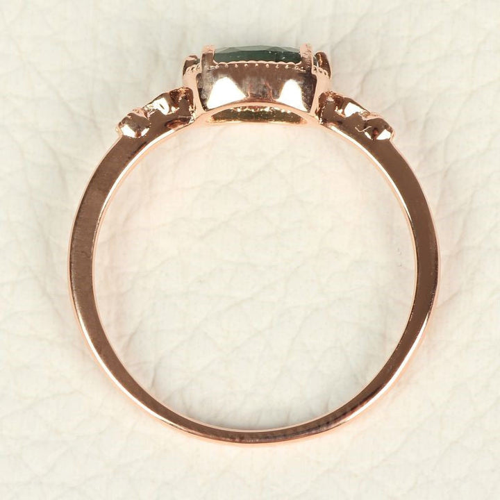 Anello Olivenorma in agata muschiata ovale dorato femminile
