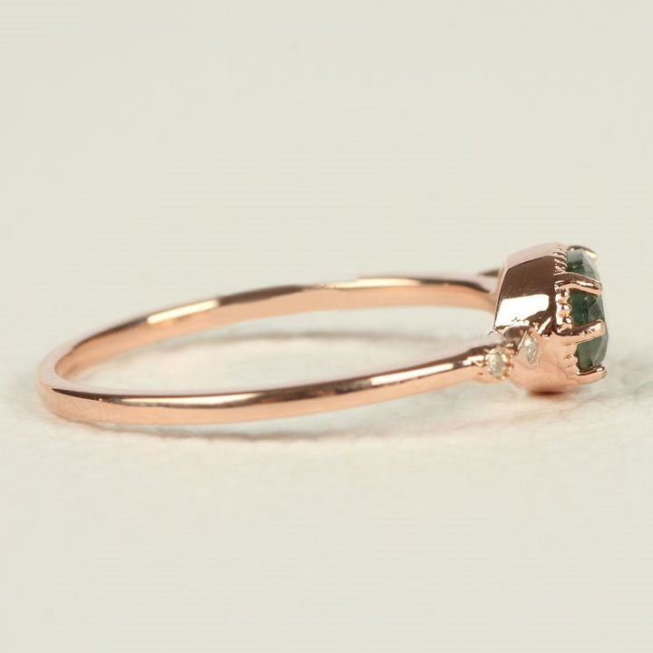 Anello Olivenorma in agata muschiata ovale dorato femminile