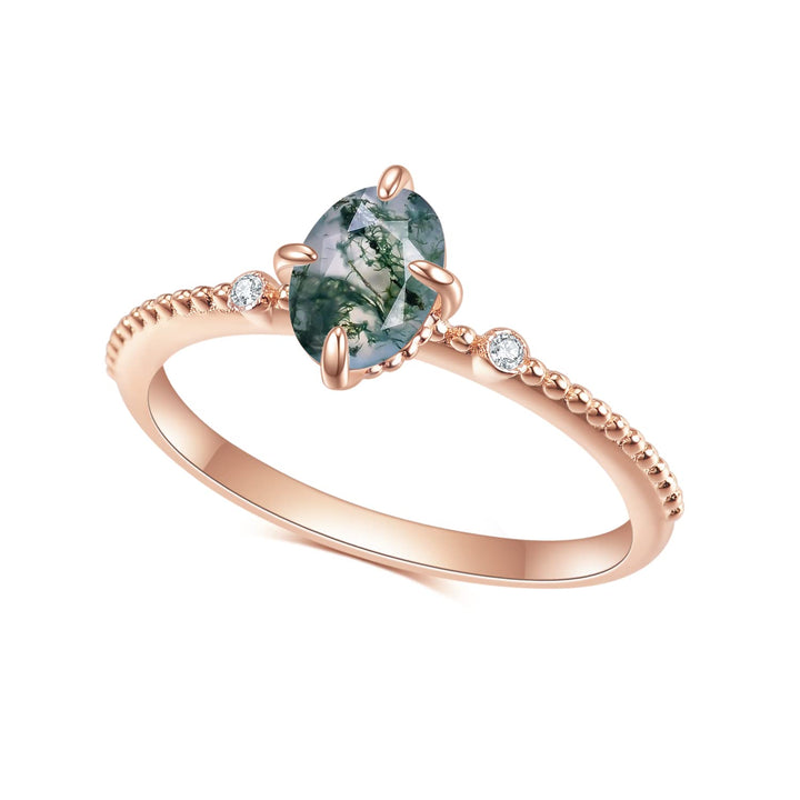 Anello di fidanzamento in argento sterling 925 con agata muschiata Olivenorma
