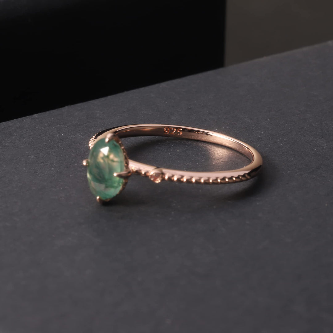 Anello di fidanzamento in argento sterling 925 con agata muschiata Olivenorma