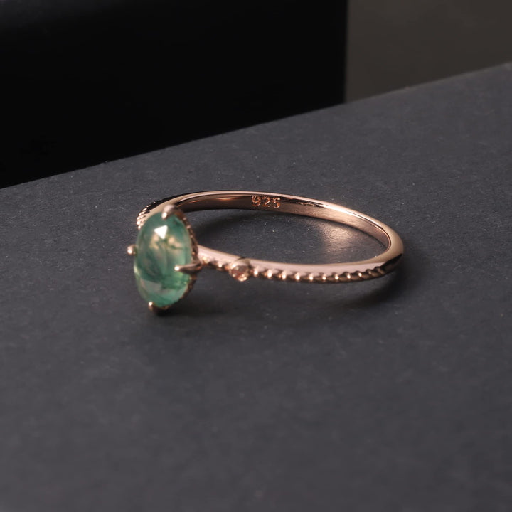 Anello di fidanzamento in argento sterling 925 con agata muschiata Olivenorma
