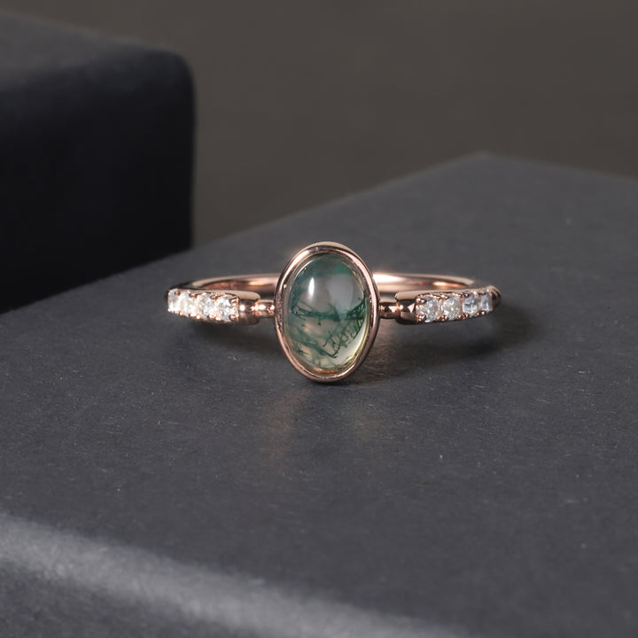 Anello di fidanzamento in argento sterling 925 con agata muschiata Olivenorma