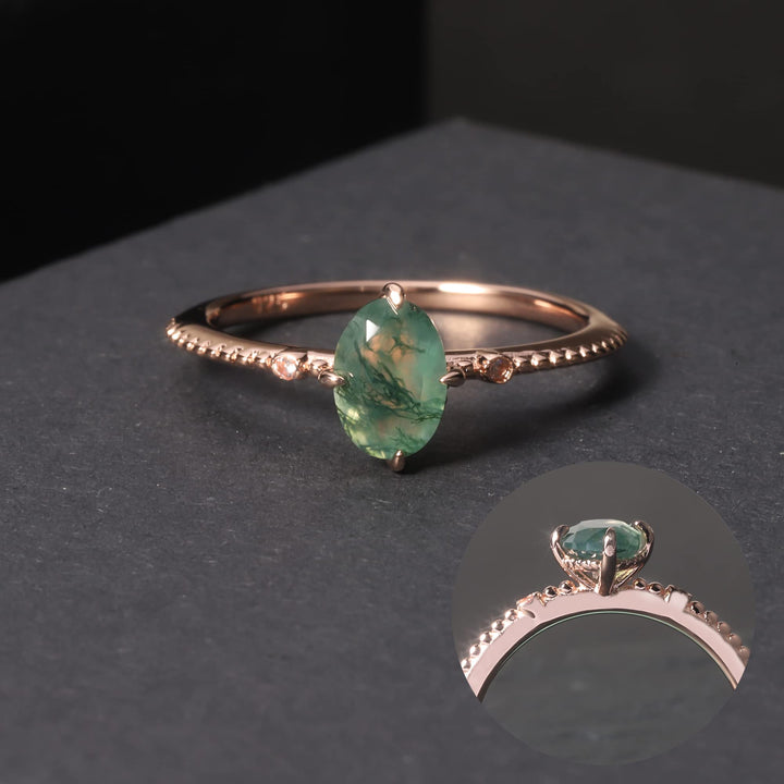 Anello di fidanzamento in argento sterling 925 con agata muschiata Olivenorma