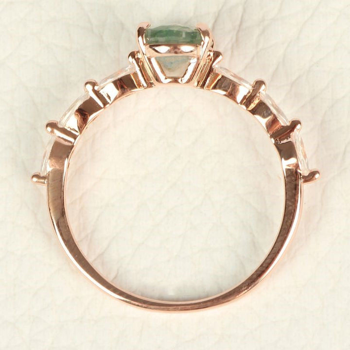 Anello da donna Olivenorma in agata muschiata ovale solitario
