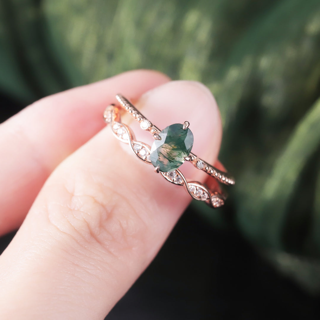 Anello in oro rosa con agata muschiata Olivenorma