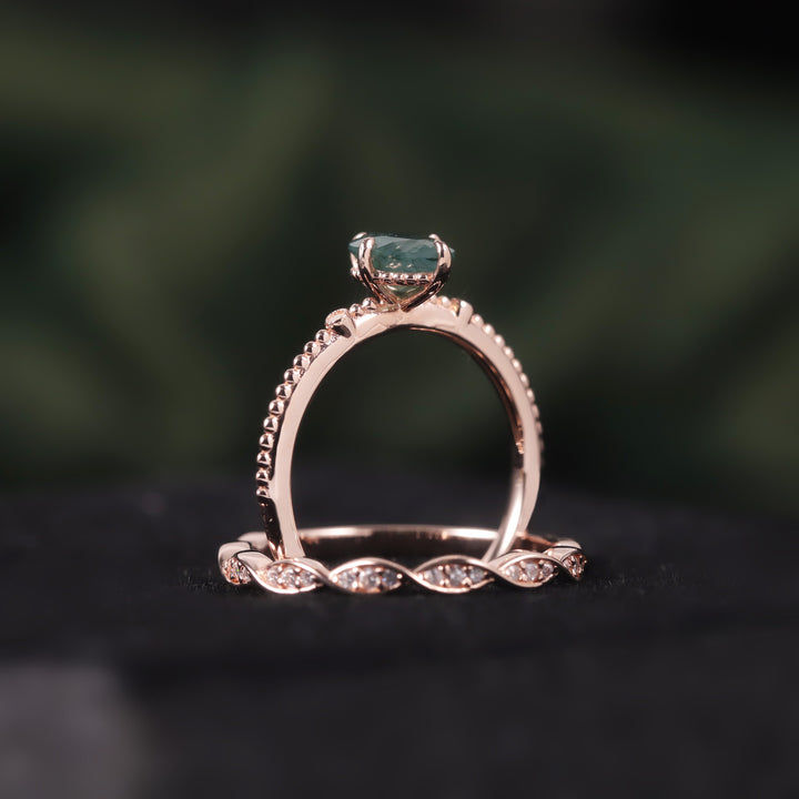 Anello in oro rosa con agata muschiata Olivenorma