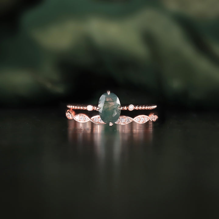 Anello in oro rosa con agata muschiata Olivenorma