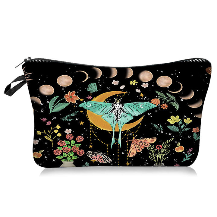 Olivenorma Green Moth Moon Phases Cerniera Borsa per il trucco cosmetico