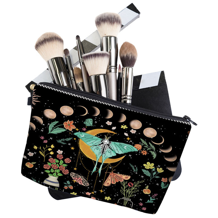 Olivenorma Green Moth Moon Phases Cerniera Borsa per il trucco cosmetico