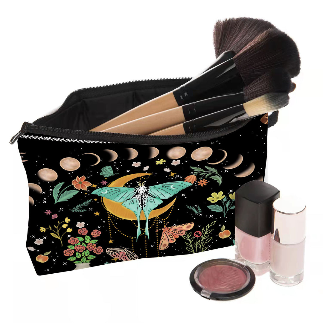 Olivenorma Green Moth Moon Phases Cerniera Borsa per il trucco cosmetico