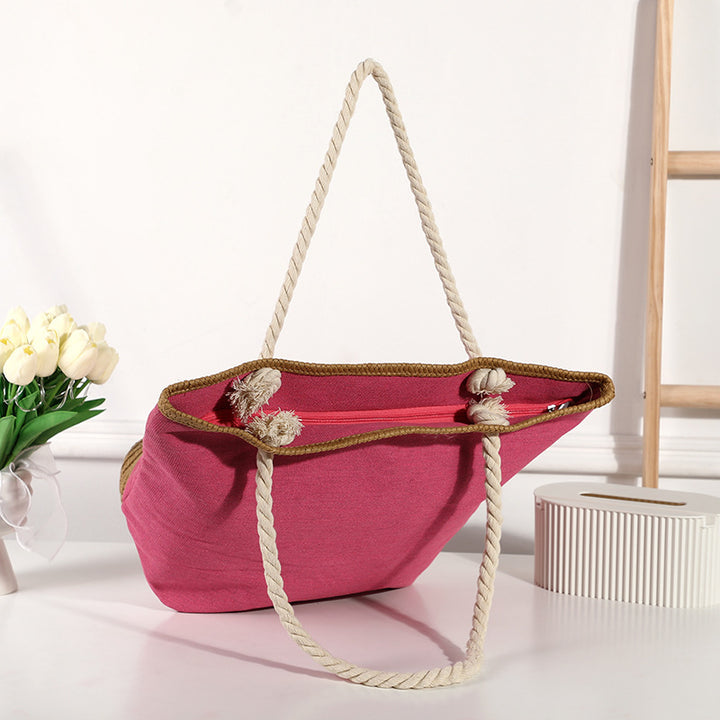 Olivenorma Borsa da spiaggia in tela e paglia patchwork Evil Eye