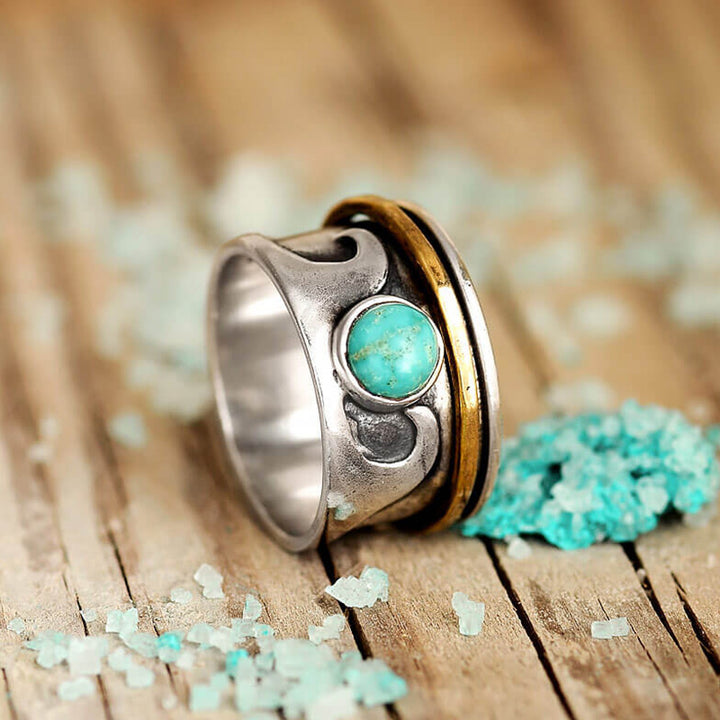 Anello Olivenorma Retro Fidget Wave Turchese