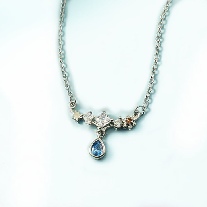 Collana di ispirazione vintage con ciondolo in zircone blu Olivenorma e elemento a stella - image 8