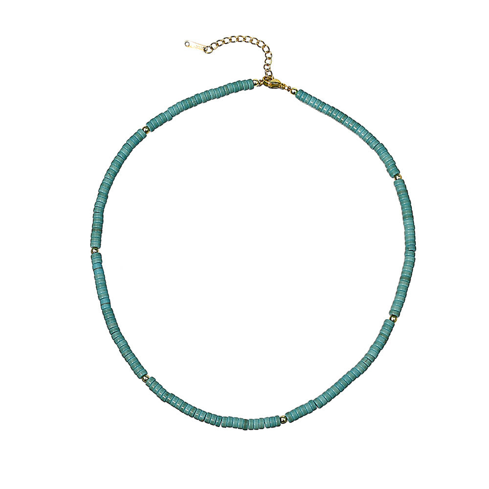 Collana con perline a rullo in zircone bianco turchese Olivenorma 
