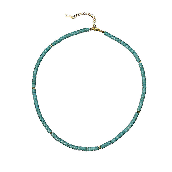 Collana con perline a rullo in zircone bianco turchese Olivenorma 