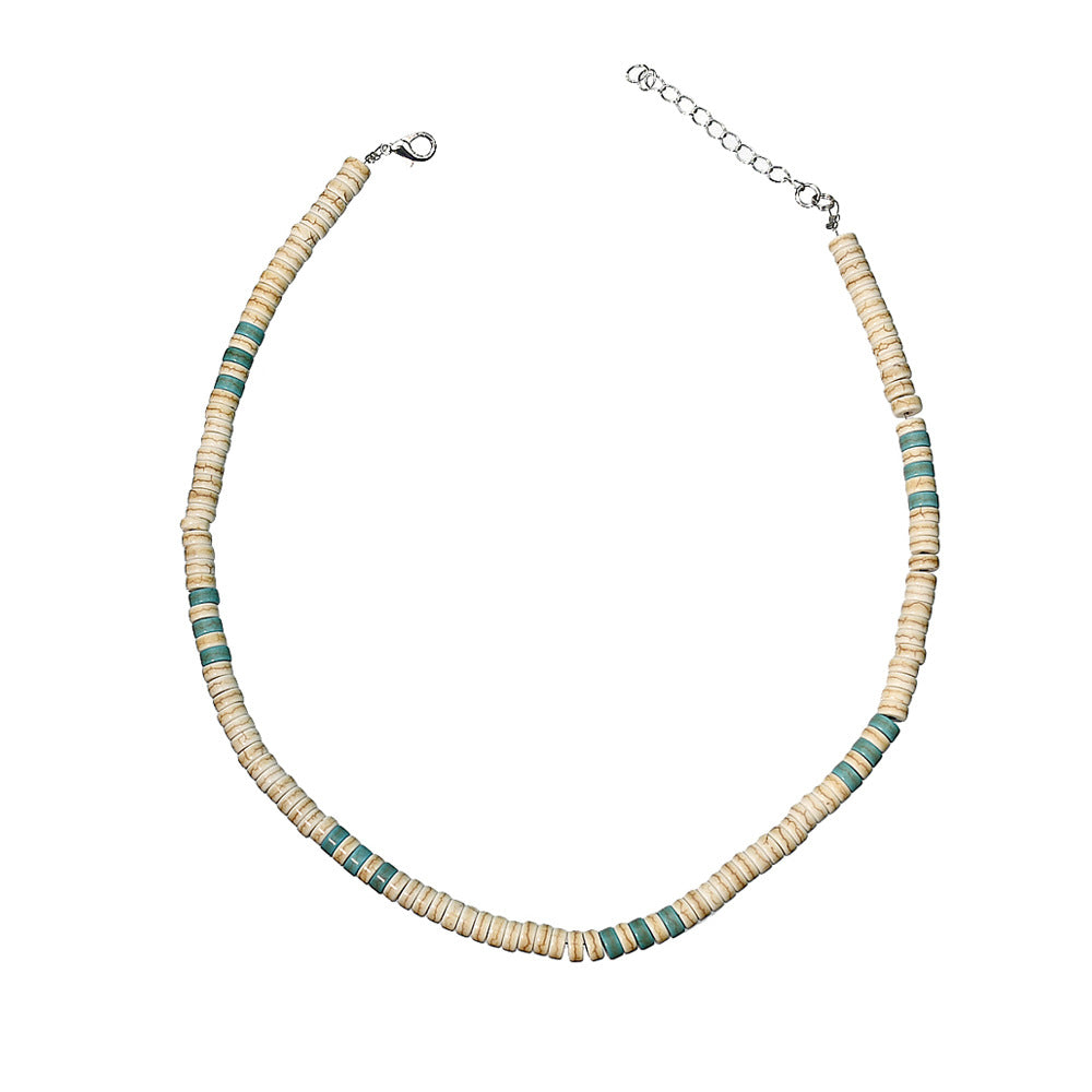 Collana con perline a rullo in zircone bianco turchese Olivenorma 