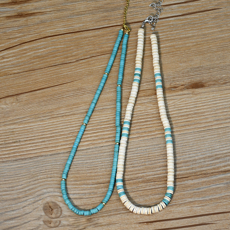 Collana con perline a rullo in zircone bianco turchese Olivenorma 