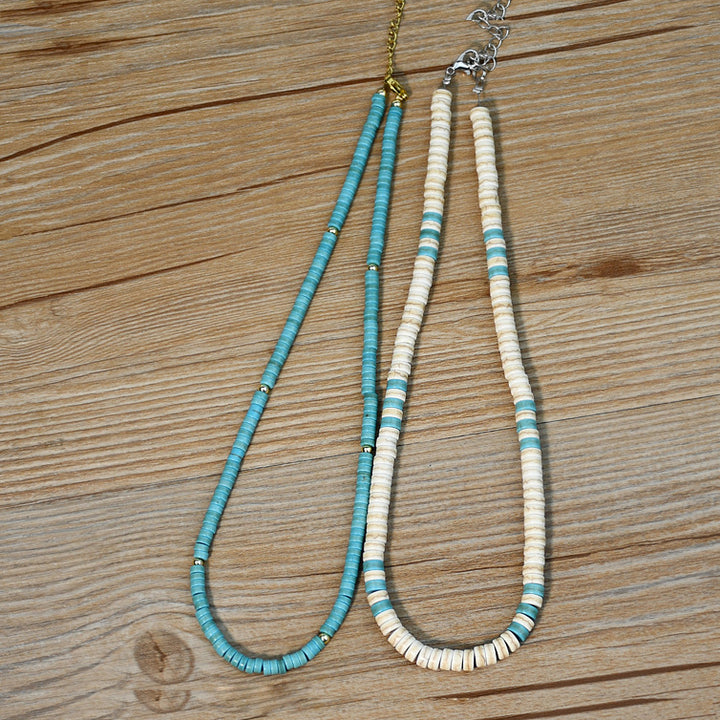 Collana con perline a rullo in zircone bianco turchese Olivenorma 