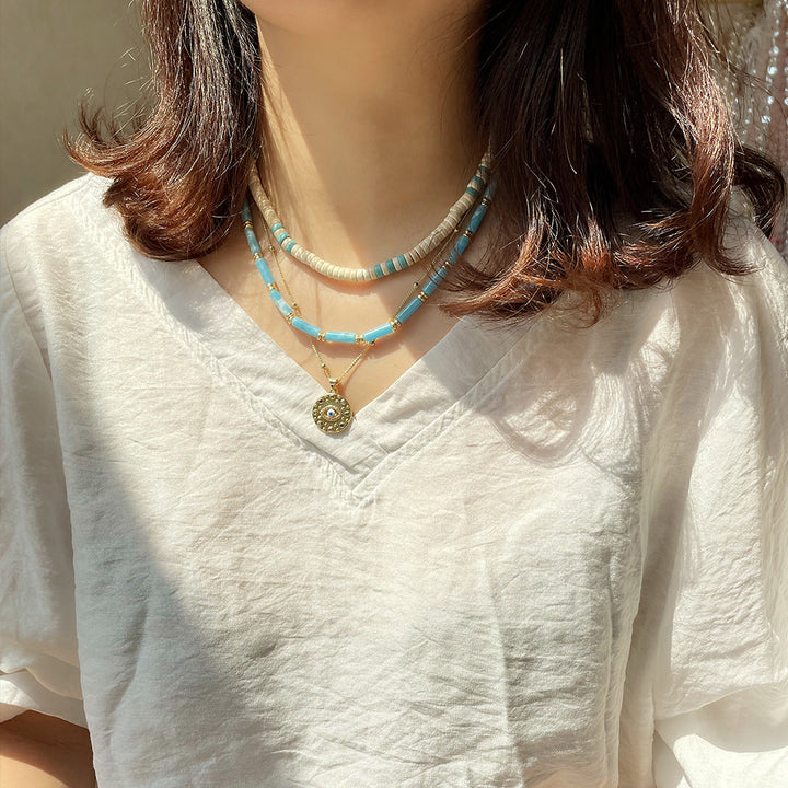 Set di collana con zirconi turchese e larimar Olivenorma 