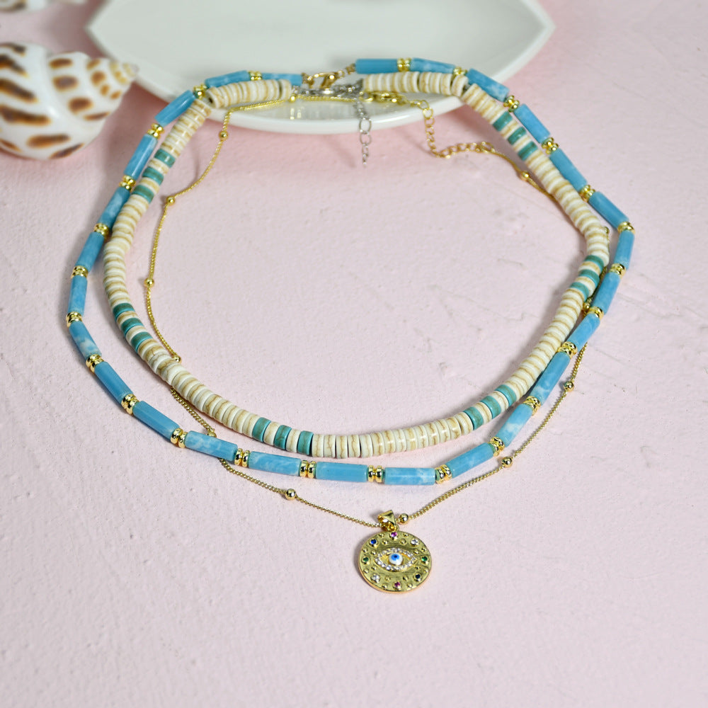 Set di collana con zirconi turchese e larimar Olivenorma 