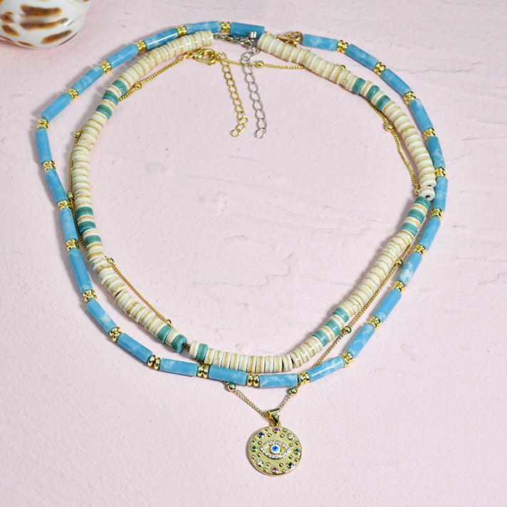 Set di collana con zirconi turchese e larimar Olivenorma 