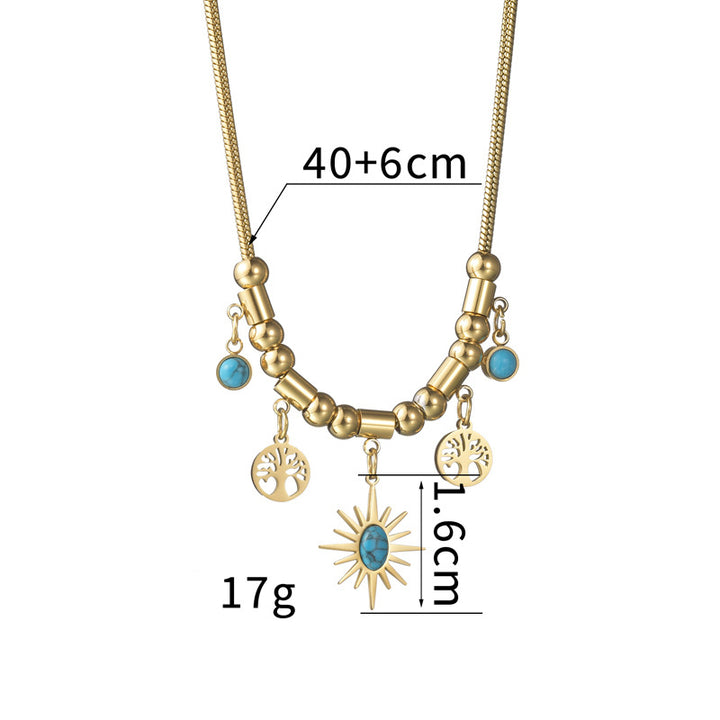 Collana con ciondolo a forma di stella turchese con albero della vita Olivenorma