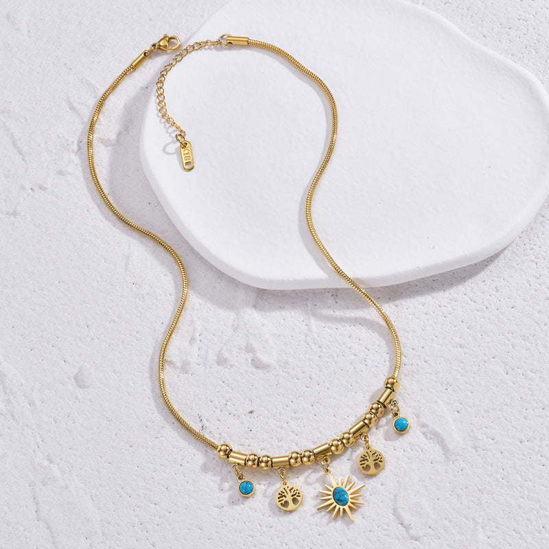 Collana con ciondolo a forma di stella turchese con albero della vita Olivenorma