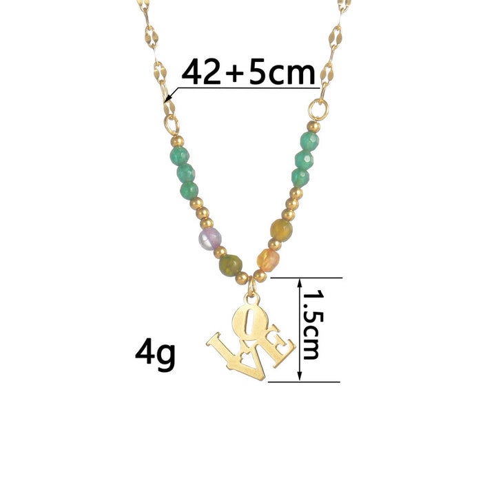 Collana con ciondolo "LOVE" in pietra naturale Olivenorma