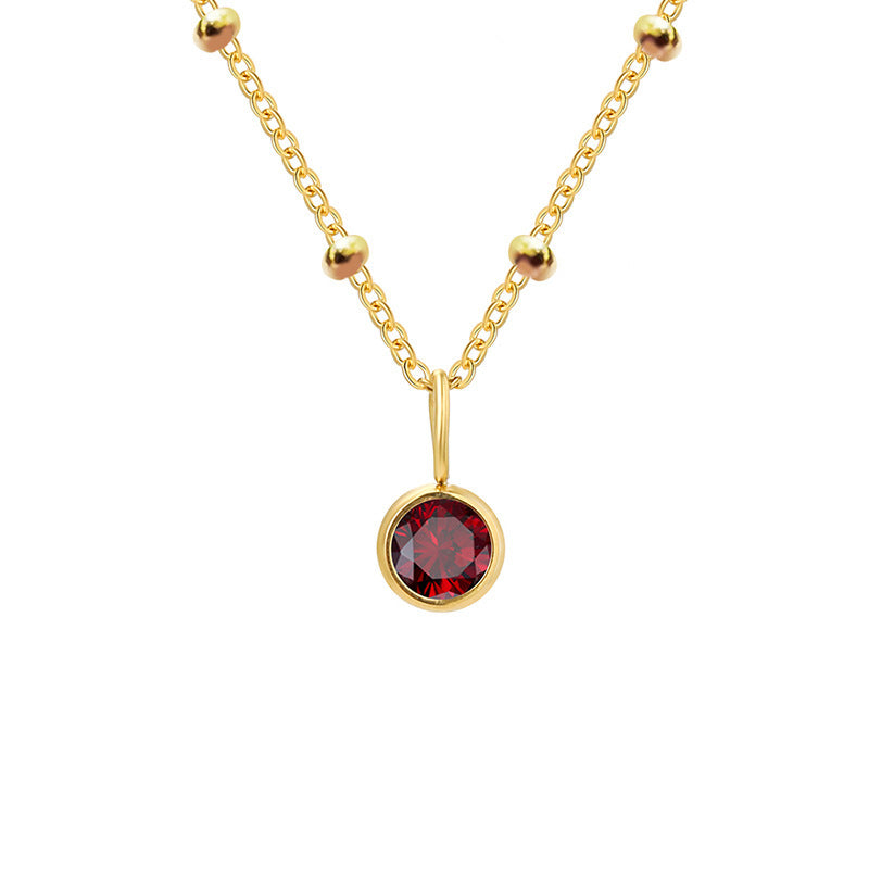 Collana con ciondolo con pietra portafortuna rotonda Olivenorma da 8 mm