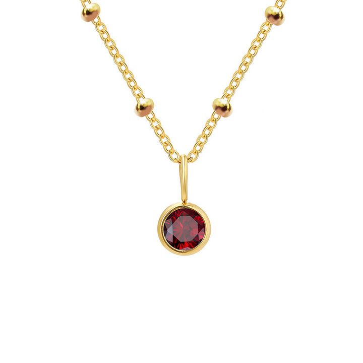 Collana con ciondolo con pietra portafortuna rotonda Olivenorma da 8 mm