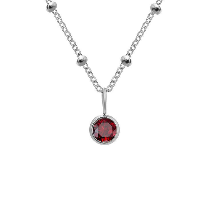 Collana con ciondolo con pietra portafortuna rotonda Olivenorma da 8 mm