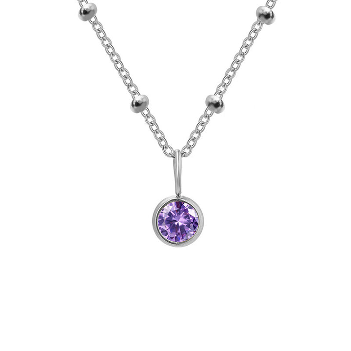 Collana con ciondolo con pietra portafortuna rotonda Olivenorma da 8 mm