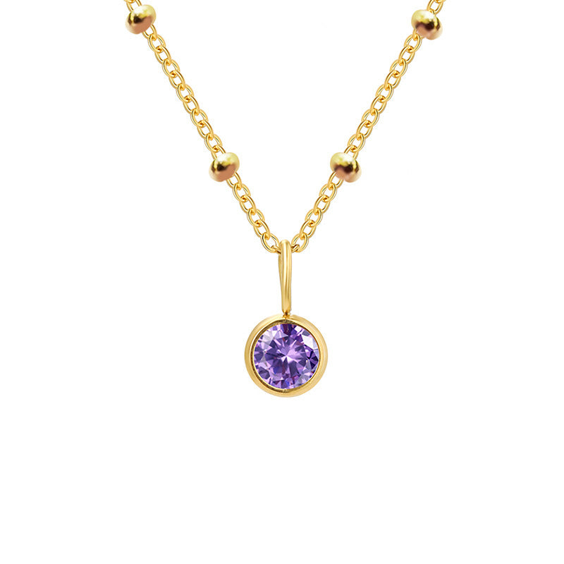 Collana con ciondolo con pietra portafortuna rotonda Olivenorma da 8 mm