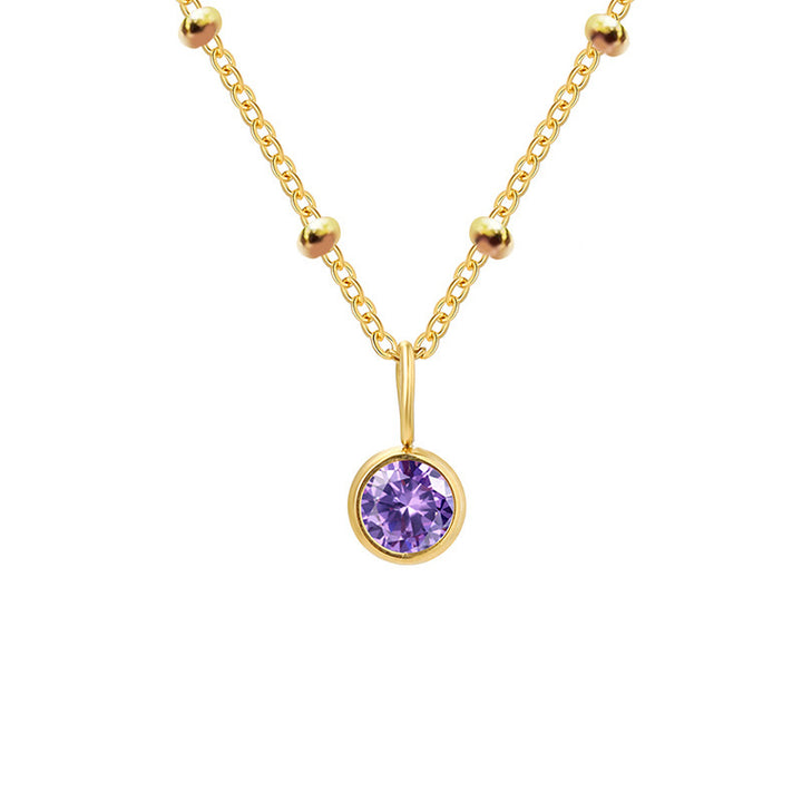 Collana con ciondolo con pietra portafortuna rotonda Olivenorma da 8 mm