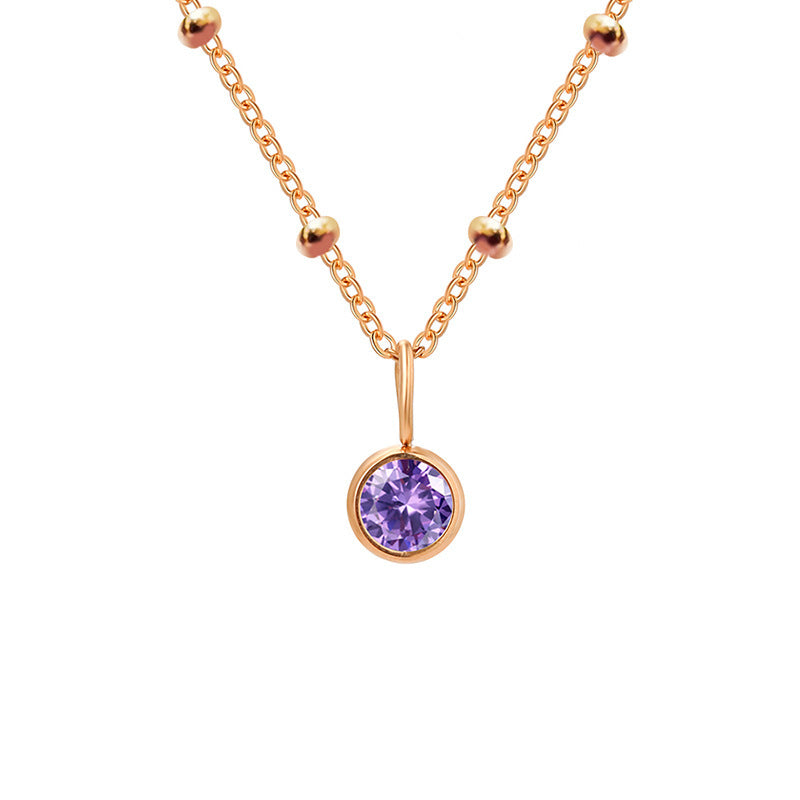 Collana con ciondolo con pietra portafortuna rotonda Olivenorma da 8 mm