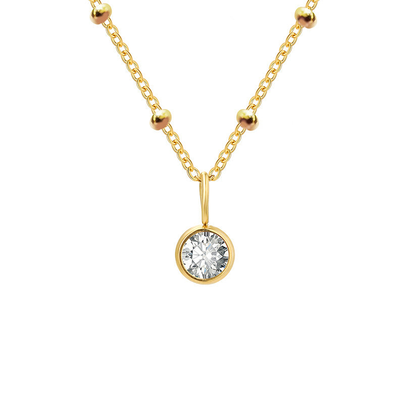 Collana con ciondolo con pietra portafortuna rotonda Olivenorma da 8 mm