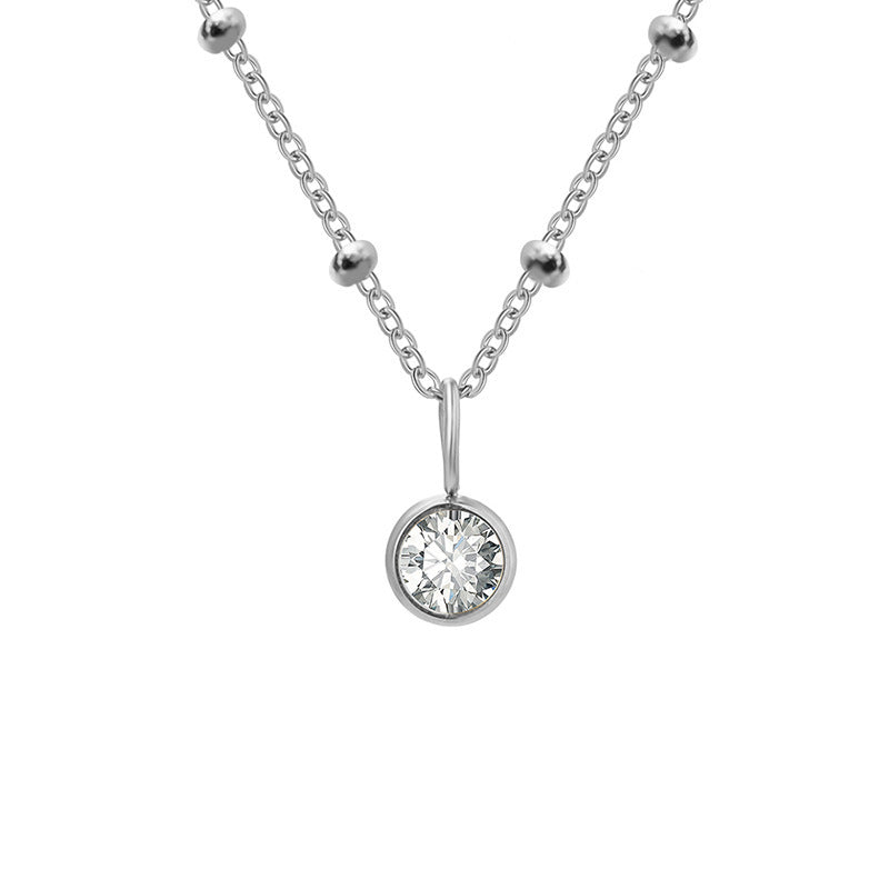 Collana con ciondolo con pietra portafortuna rotonda Olivenorma da 8 mm