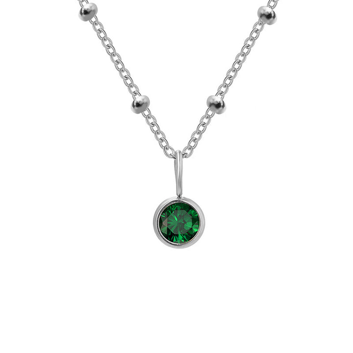 Collana con ciondolo con pietra portafortuna rotonda Olivenorma da 8 mm