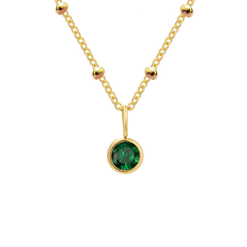 Collana con ciondolo con pietra portafortuna rotonda Olivenorma da 8 mm