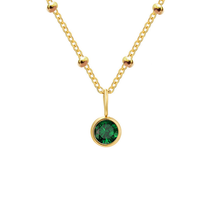 Collana con ciondolo con pietra portafortuna rotonda Olivenorma da 8 mm