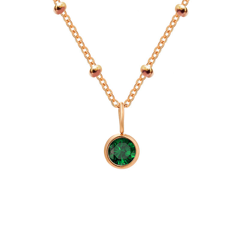 Collana con ciondolo con pietra portafortuna rotonda Olivenorma da 8 mm
