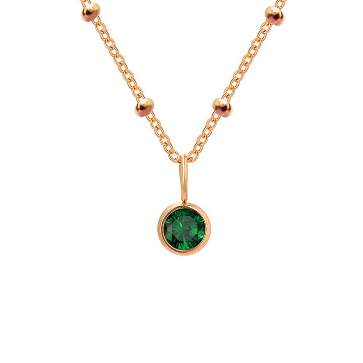 Collana con ciondolo con pietra portafortuna rotonda Olivenorma da 8 mm