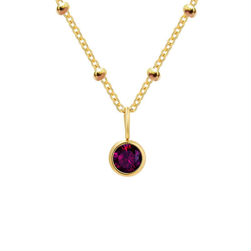 Collana con ciondolo con pietra portafortuna rotonda Olivenorma da 8 mm