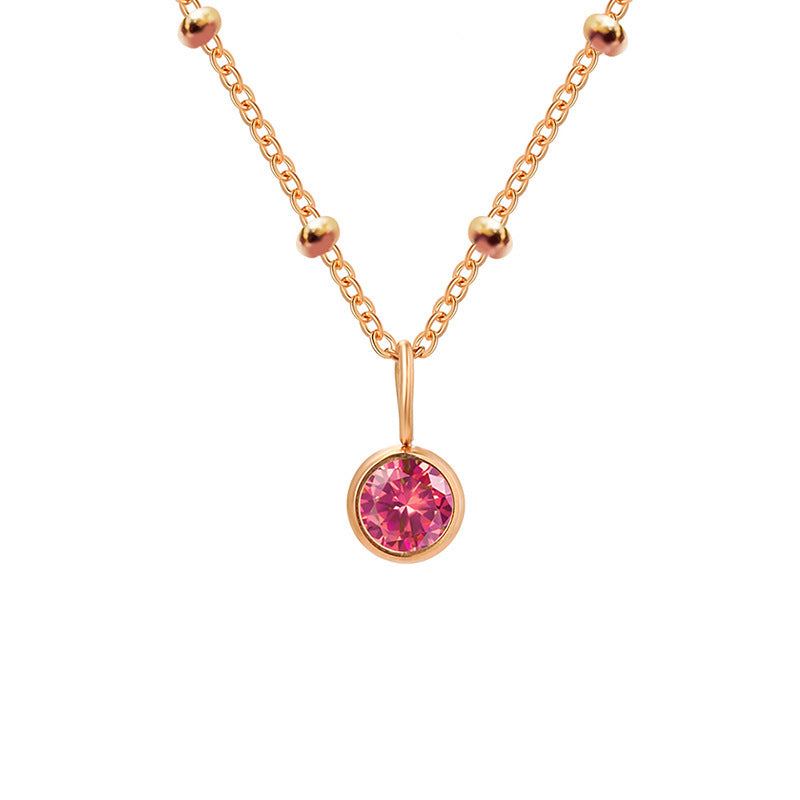 Collana con ciondolo con pietra portafortuna rotonda Olivenorma da 8 mm