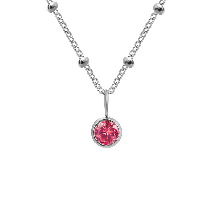 Collana con ciondolo con pietra portafortuna rotonda Olivenorma da 8 mm