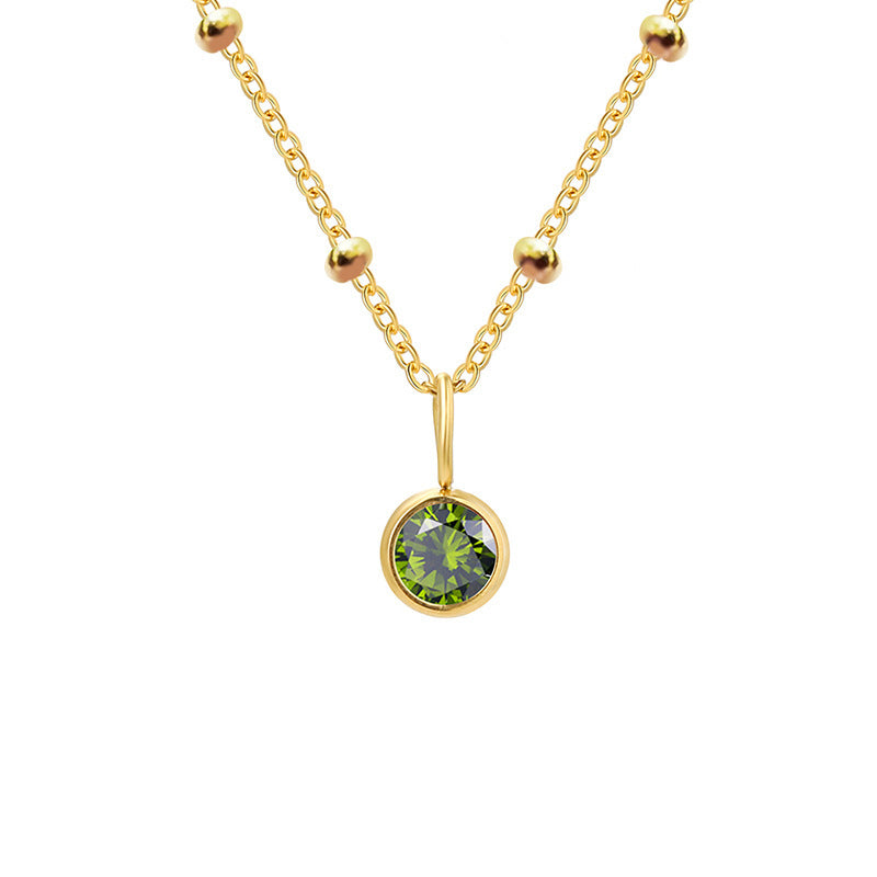 Collana con ciondolo con pietra portafortuna rotonda Olivenorma da 8 mm