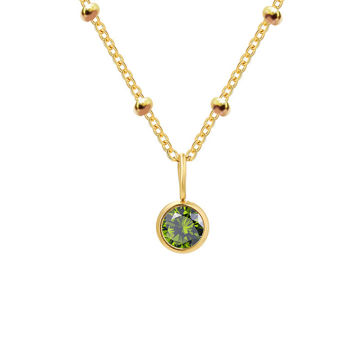 Collana con ciondolo con pietra portafortuna rotonda Olivenorma da 8 mm