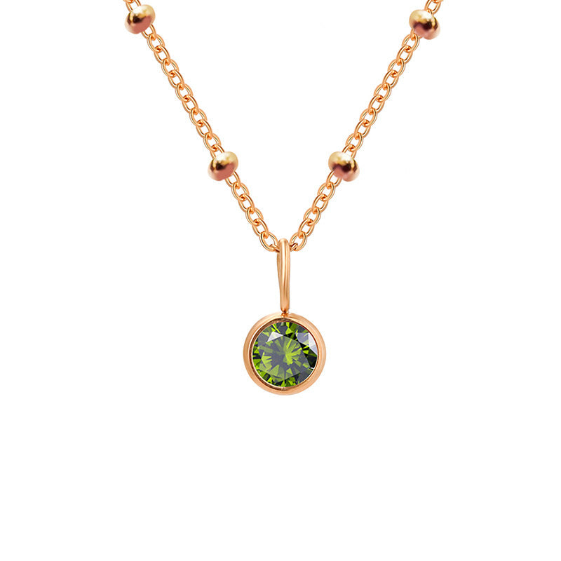 Collana con ciondolo con pietra portafortuna rotonda Olivenorma da 8 mm