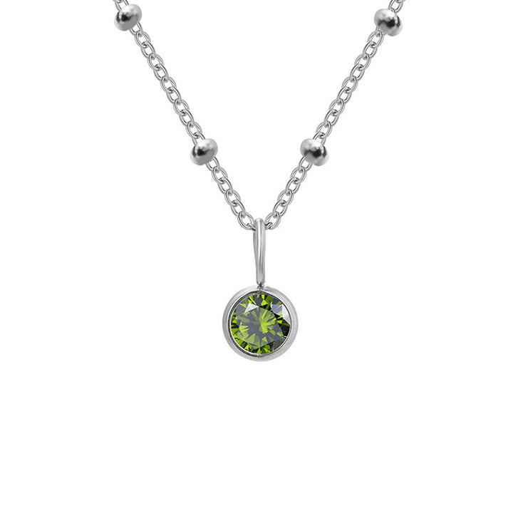 Collana con ciondolo con pietra portafortuna rotonda Olivenorma da 8 mm