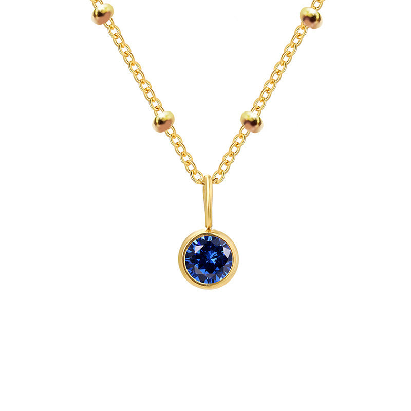 Collana con ciondolo con pietra portafortuna rotonda Olivenorma da 8 mm
